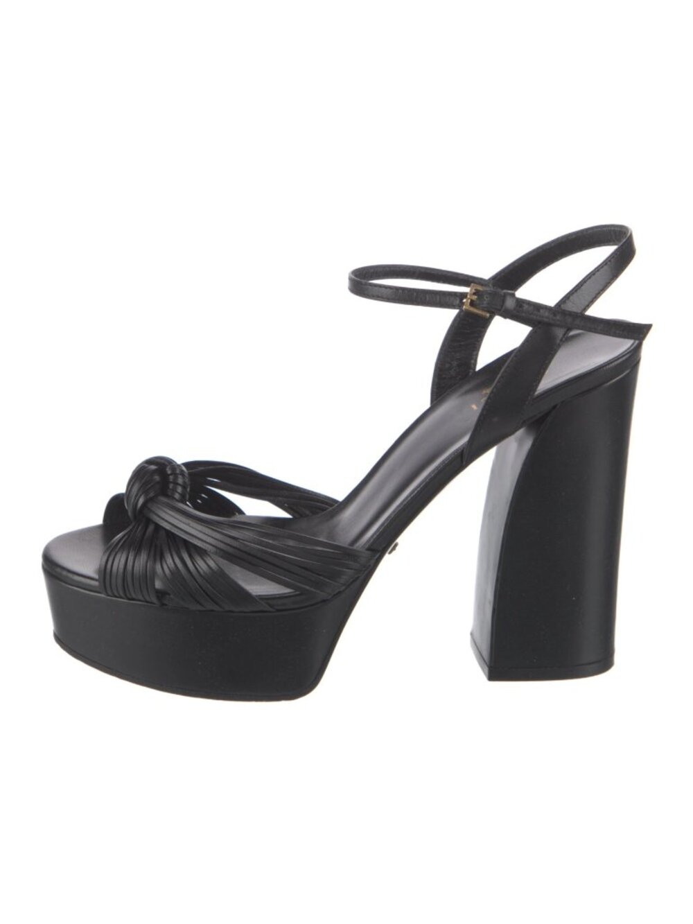 Gucci Allie Knotted Platform Sandals Black High Heel Size 37